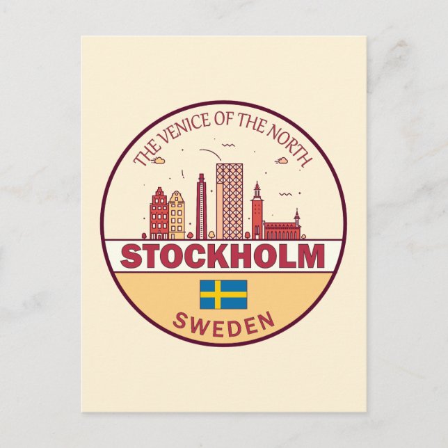 Skyline-Emblem in Stockholm Postkarte (Vorderseite)