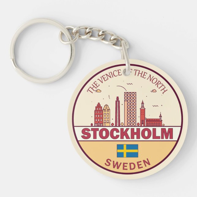 Skyline-Emblem in Stockholm Schlüsselanhänger (Vorderseite)
