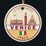 Skyline-Emblem in Venedig Keramik Ornament<br><div class="desc">Venedig minimalistisches,  farbenfrohes Kunstdesign mit Denkmälern und Sehenswürdigkeiten der Stadt in Italien.</div>