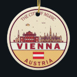 Skyline-Emblem in Wien Keramik Ornament<br><div class="desc">Wien minimalistisches,  farbenfrohes Kunstdesign mit Denkmälern und Sehenswürdigkeiten der Stadt in Österreich.</div>