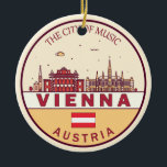 Skyline-Emblem in Wien Keramik Ornament<br><div class="desc">Wien minimalistisches,  farbenfrohes Kunstdesign mit Denkmälern und Sehenswürdigkeiten der Stadt in Österreich.</div>