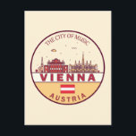 Skyline-Emblem in Wien Postkarte<br><div class="desc">Wien minimalistisches,  farbenfrohes Kunstdesign mit Denkmälern und Sehenswürdigkeiten der Stadt in Österreich.</div>