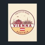 Skyline-Emblem in Wien Postkarte<br><div class="desc">Wien minimalistisches,  farbenfrohes Kunstdesign mit Denkmälern und Sehenswürdigkeiten der Stadt in Österreich.</div>