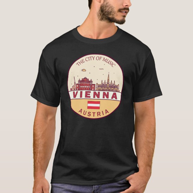 Skyline-Emblem in Wien T-Shirt (Vorderseite)