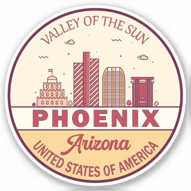 Skyline-Emblem Phoenix Arizona City Aufkleber (Vorderseite)