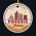 Skyline-Emblem Phoenix Arizona City Keramik Ornament<br><div class="desc">Phoenix minimalistisches,  farbenfrohes Kunstdesign mit Denkmälern und Sehenswürdigkeiten der Stadt in Arizona.</div>
