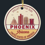 Skyline-Emblem Phoenix Arizona City Keramik Ornament<br><div class="desc">Phoenix minimalistisches,  farbenfrohes Kunstdesign mit Denkmälern und Sehenswürdigkeiten der Stadt in Arizona.</div>