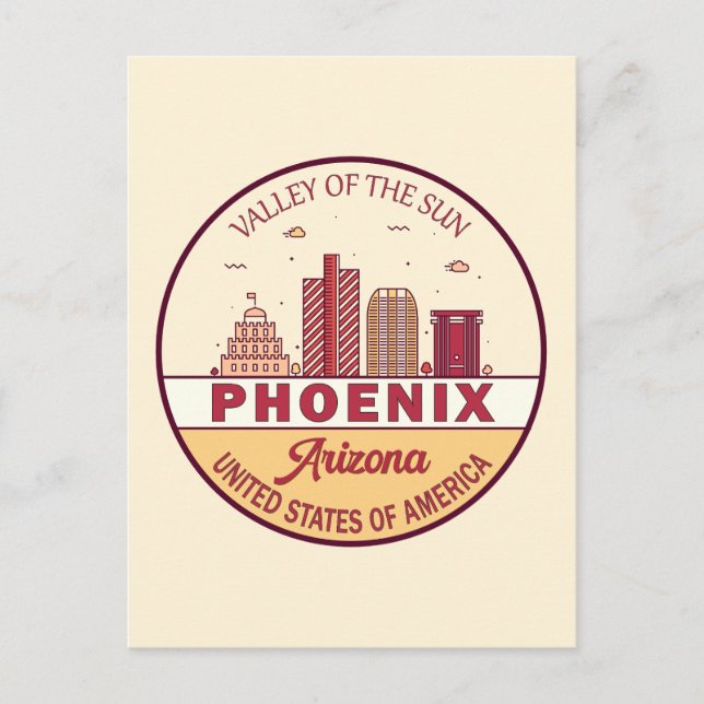 Skyline-Emblem Phoenix Arizona City Postkarte (Vorderseite)