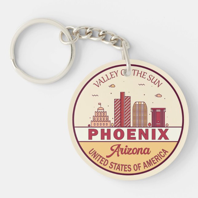 Skyline-Emblem Phoenix Arizona City Schlüsselanhänger (Vorderseite)