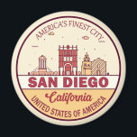 Skyline Emblem San Diego California Magnet<br><div class="desc">San Diego minimalistisches,  farbenfrohes Kunstdesign mit Denkmälern und Sehenswürdigkeiten der Stadt in Kalifornien.</div>
