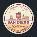 Skyline Emblem San Diego California Magnet<br><div class="desc">San Diego minimalistisches,  farbenfrohes Kunstdesign mit Denkmälern und Sehenswürdigkeiten der Stadt in Kalifornien.</div>