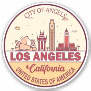 Skyline Emblem von Los Angeles California Aufkleber