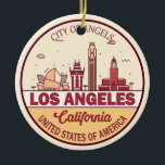 Skyline Emblem von Los Angeles California Keramik Ornament<br><div class="desc">Los Angeles minimalistisches,  farbenfrohes Kunstdesign mit Denkmälern und Sehenswürdigkeiten der Stadt in Kalifornien.</div>