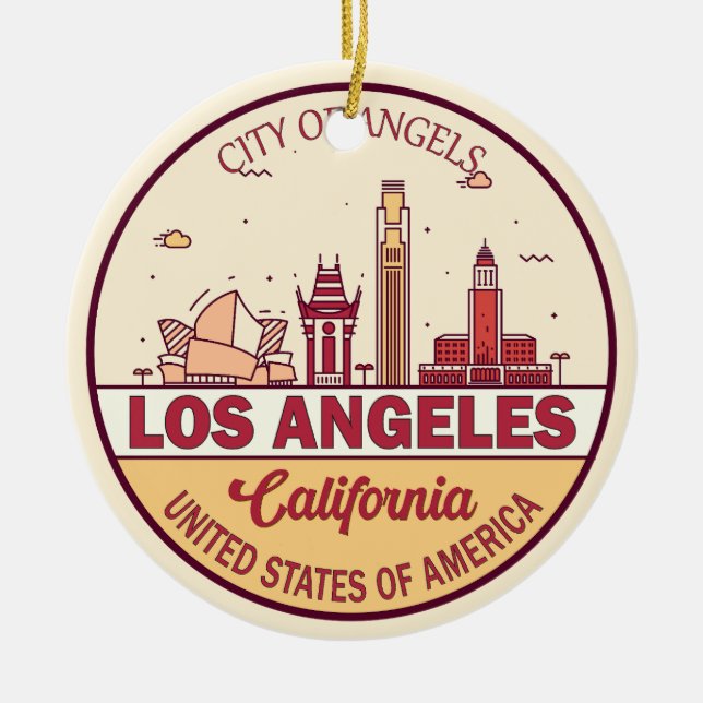 Skyline Emblem von Los Angeles California Keramik Ornament (Vorne)