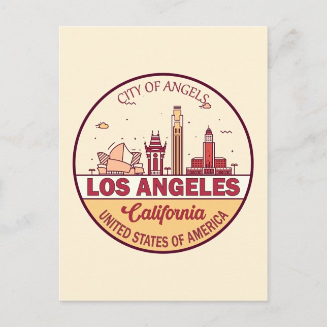 Skyline Emblem von Los Angeles California Postkarte (Vorderseite)
