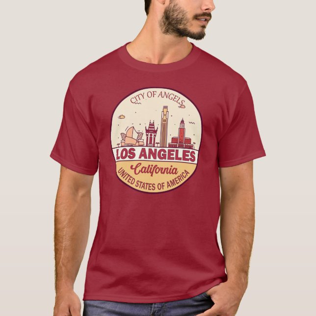 Skyline Emblem von Los Angeles California T-Shirt (Vorderseite)