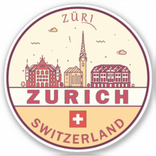 Skyline-Emblem Zürich Schweiz Aufkleber