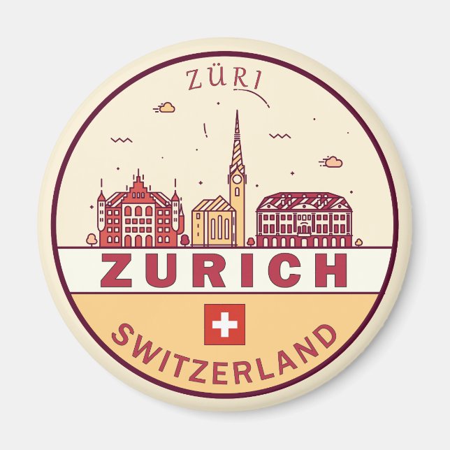 Skyline-Emblem Zürich Schweiz Magnet (Vorne)
