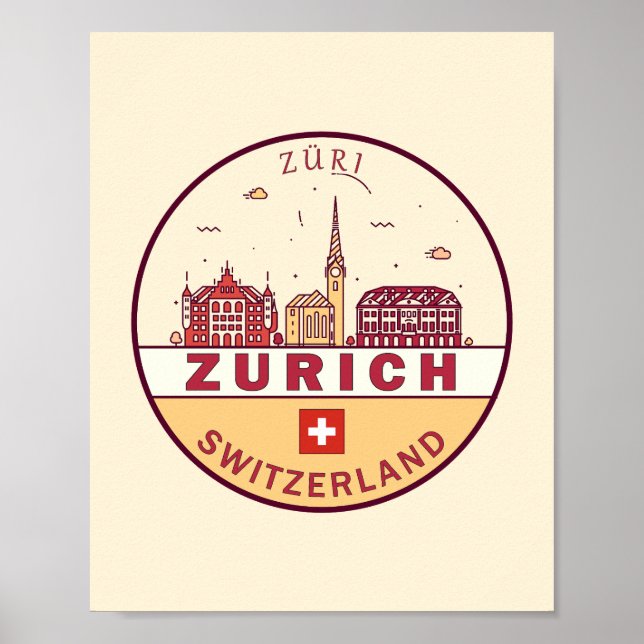 Skyline-Emblem Zürich Schweiz Poster (Vorne)
