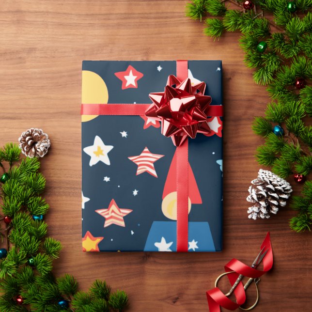 Skyline Fireworks Night Sky Geschenkpapier (Feiertagsgeschenk)