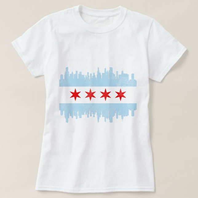 Skyline-Flag in Chicago T-Shirt (Design vorne)