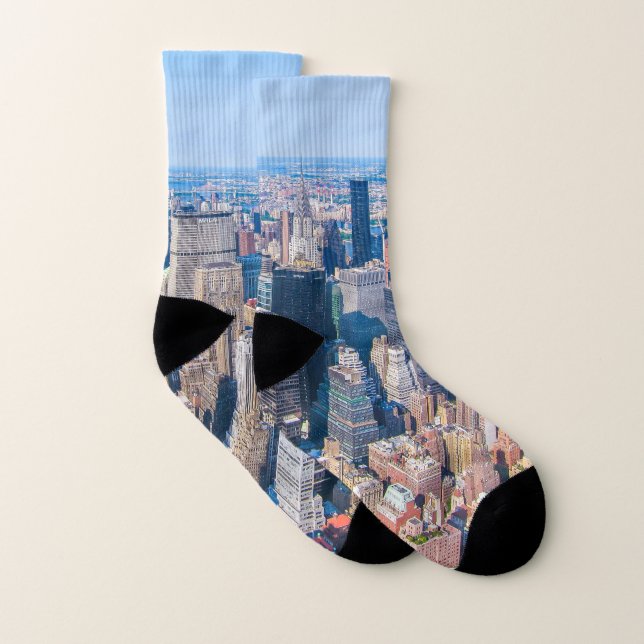 Skyline-Foto-Gebäude von New York City Socken (Paar)