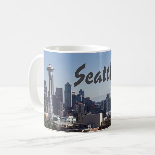Skyline-Foto von Seattle Washington Kaffeetasse (Vorderseite Links)