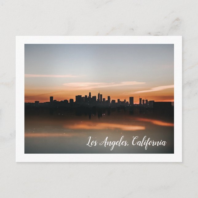 Skyline Fotografie von Los Angeles bei Sunset Postkarte (Vorderseite)