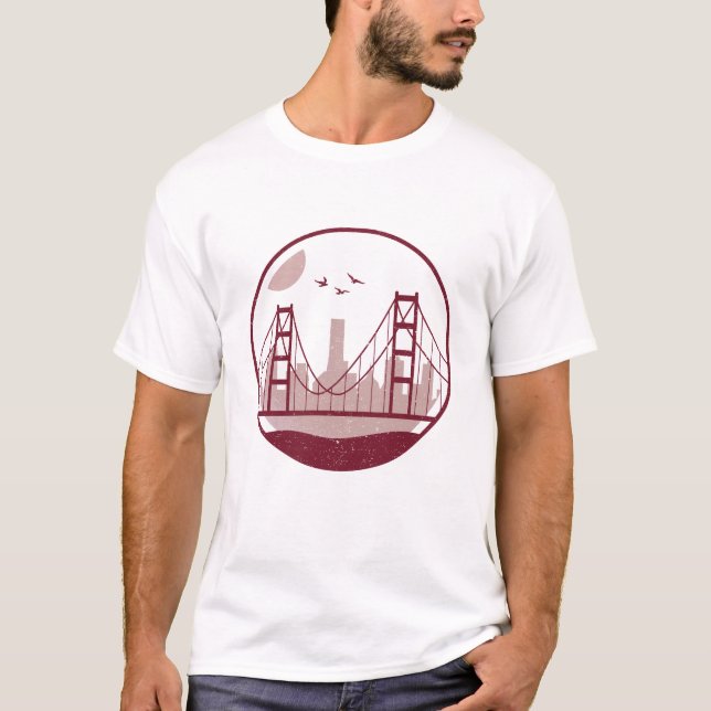 Skyline Golden gate bridges San Francisco T-Shirt (Vorderseite)