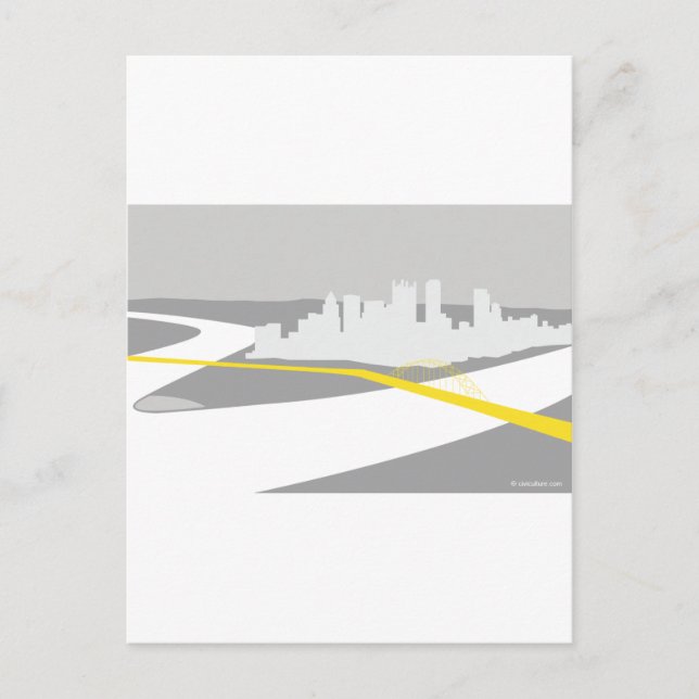 Skyline-Grafik Pittsburgh Postkarte (Vorderseite)