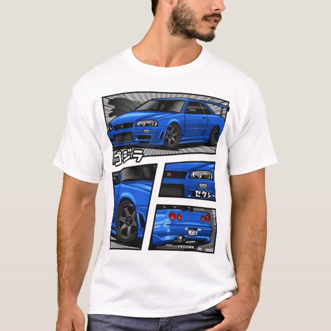 Skyline Gtr R34 Manga Lovers T-ShirtGTR R-34 Manga T-Shirt (Vorderseite)