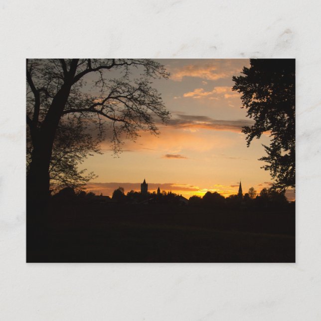 SKYLINE HAAG IN OBERBAYERN BEI SONNENUNTERGANG POSTKARTE (Vorderseite)