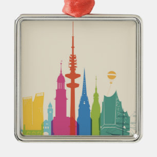 Skyline Hamburgs Deutschland Ornament Aus Metall
