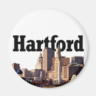Skyline Hartfords CT mit "Hartford" im Himmel Magnet