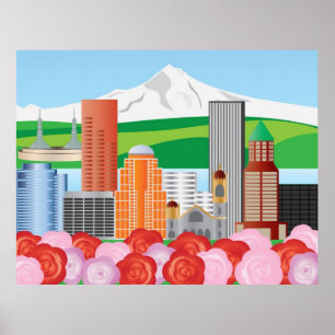 Skyline-Illustration Portlands Oregon Poster