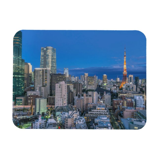 Skyline in der Dämmerung Magnet (Horizontal)