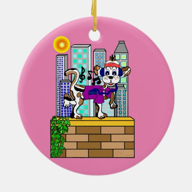 Skyline-kühler Chili-Hund Keramik Ornament (Hinten)