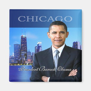 Skyline-Magnet Präsidenten-Obama Chicago Magnet