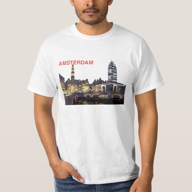 skyline_nacht_7 AMSTERDAM, WILLKOMMEN NACH T-Shirt (Vorderseite)