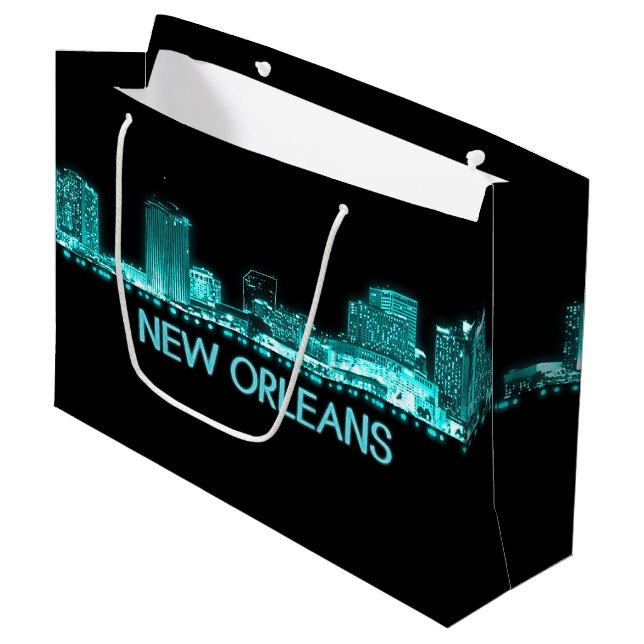 Skyline New Orleans Große Geschenktüte (Vorderseite Schrägansicht)