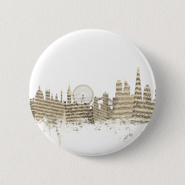 Skyline-Notenen-Stadtbild Londons England Button (Vorderseite)