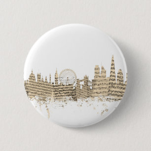 Skyline-Notenen-Stadtbild Londons England Button