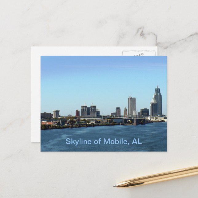Skyline of Mobile, AL Postkarte (Vorderseite/Rückseite Beispiel)