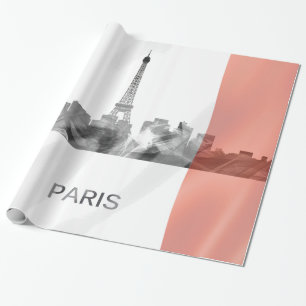 Skyline Paris, Frankreich mit französischer Flagg Geschenkpapier