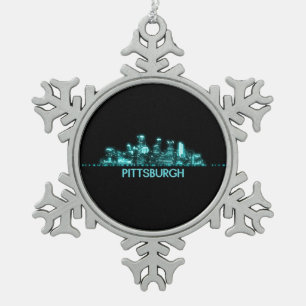 Skyline Pittsburgh Schneeflocken Zinn-Ornament