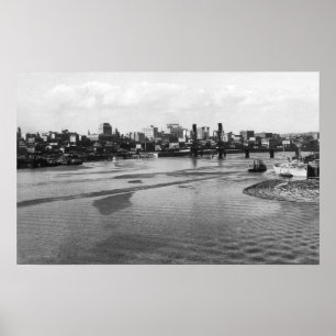 Skyline Portlands, Oregon von Willamette Fluss Poster