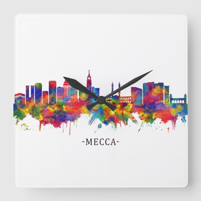 Skyline Quadratische Wanduhr (Vorderseite)
