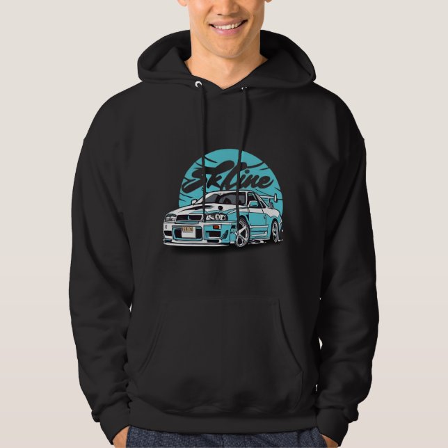 Skyline R34-Elegance: Die unendliche Vision lieben Hoodie (Vorderseite)