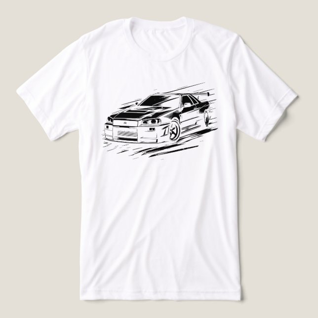 Skyline R34 Legendary JDM Ride Illustration - Blac Tri-Blend Shirt (Design Vorderseite)