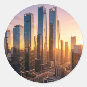 Skyline Radiance – Stadt-Skyline-Kunst Klassisch R Runder Aufkleber